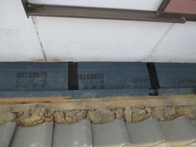 谷下部分防水シート敷き直し